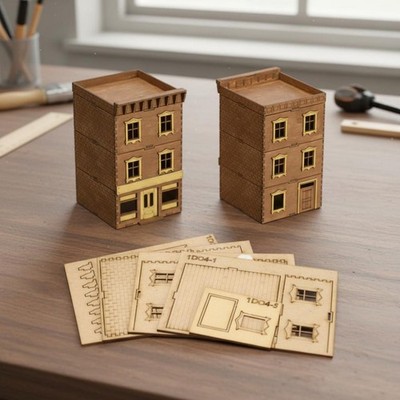 1:72 Scale European Row House Model Decorative Cut Miniature House