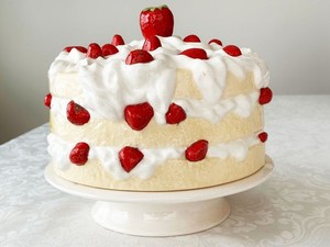 VTG Ceramic Strawberry Shortcake Pedestal Footed Cake Stand & Domed Lid 11.5" w