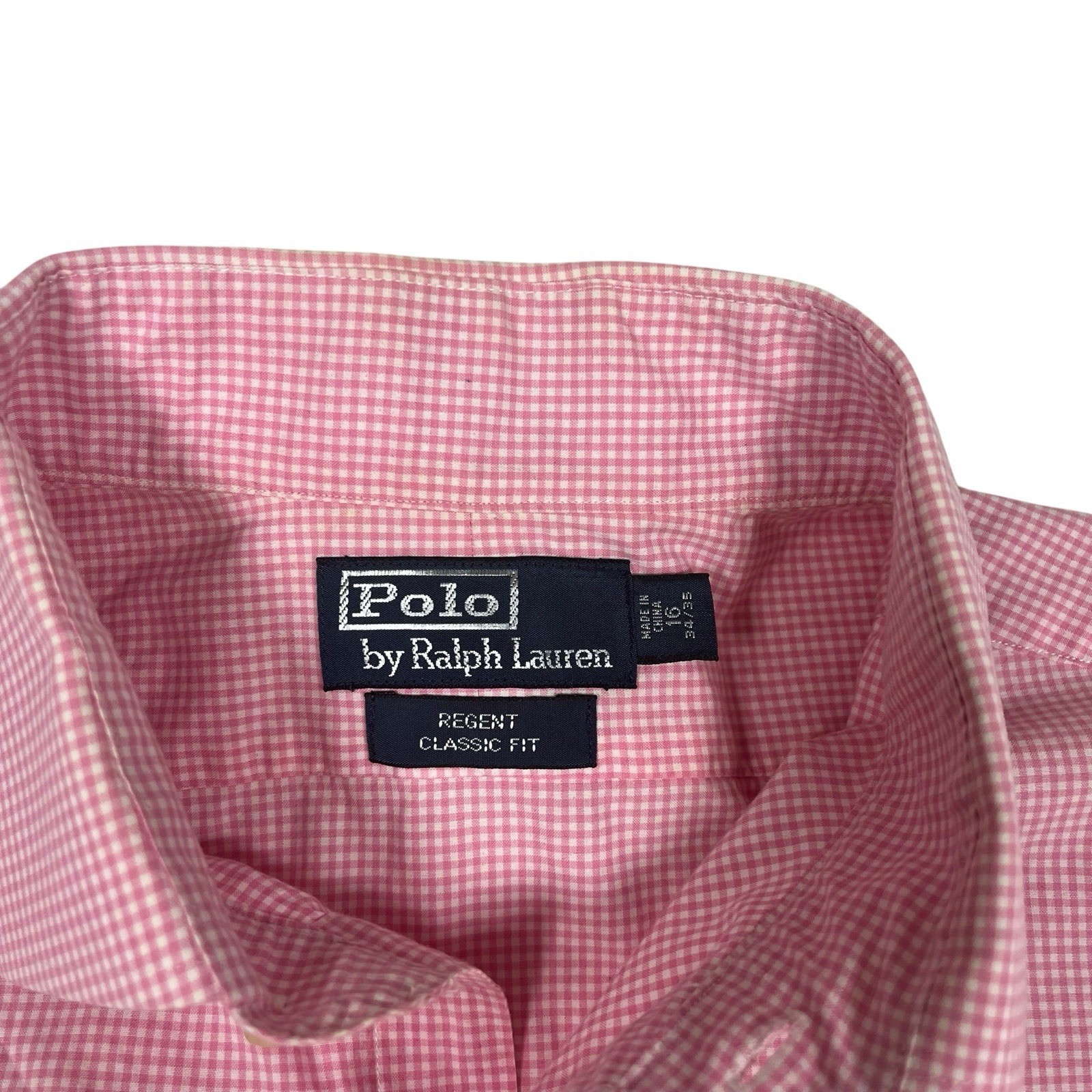 PONY Polo Ralph Lauren Regent vestibilità classica camicia con bottoni taglia 16 rosa Gingham