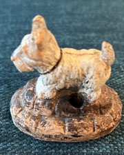 Vintage Rocco Wood White Scotty Dog Miniature Figurine Made in USA “READ”