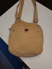 Fossil World Traveler Crossbody Handbag Tan Cotton Canvas Adjustable Straps VTG