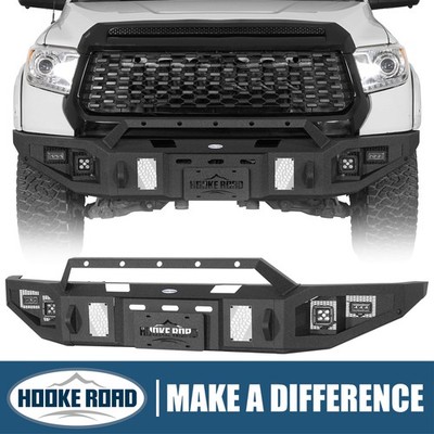 Hooke Road Front Bumper for 14 21 Tundra   Textured Black Powder Coat,No Cutting