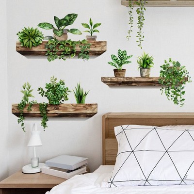 Creative Wall Stickers Potted Plant Decals Self-adhesive Removable Wall Mural