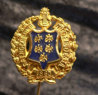 AUSTRIA: NIEDEROESTR. SINGERBUND 1863, decorative old pin, gold-blue