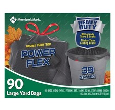 Member's Mark 39 Gallon Power Flex Drawstring Yard Trash Bags 90 ct. 