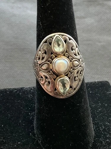 ATI 925 sterling silver multi gemstone statement ring size 6.75 Vintage