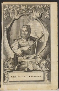 CHRISTOPHER COLUMBUS 1671 MONTANUS UNUSUAL ANTIQUE COPPER ENGRAVED PORTRAIT