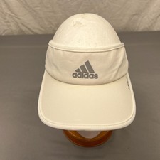 Adidas Gray Three Stripe Logo Sports Visor Adult Adjustable White Aeroready Hat