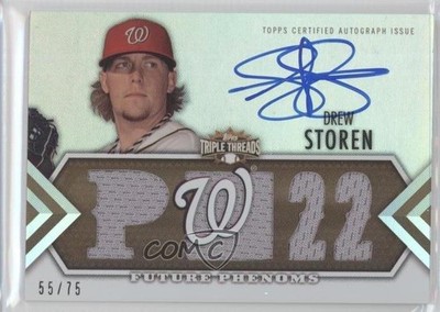 2012 Topps Triple Threads Future Phenoms Auto Relics Sepia 55/75 Drew Storen 0f8