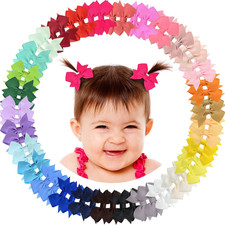 Baby Hair Clips 60PCS - 2" Fully Lined Tiny Hair Bows Alligator Clips for Infant