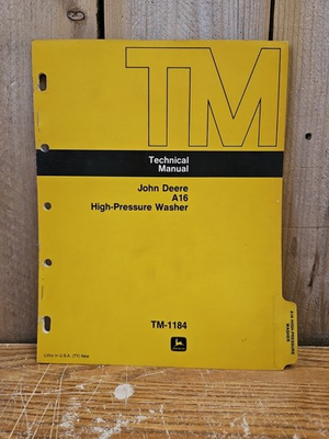 #ad John Deere A16 High Pressure Washer TM1184 Technical Manual $26.99