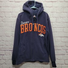 NFL Denver Broncos Hoodie Blue Size M Fleece Full Zip Jacket Athletic Activewear