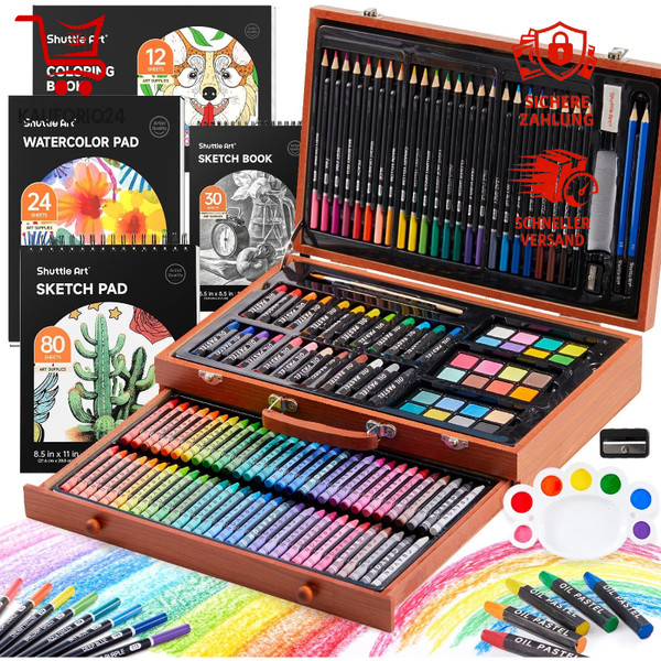 Malset 149-Teilig Deluxe Malkoffer Mit Buntstiften Aquarellfarben FüR Kinder-image