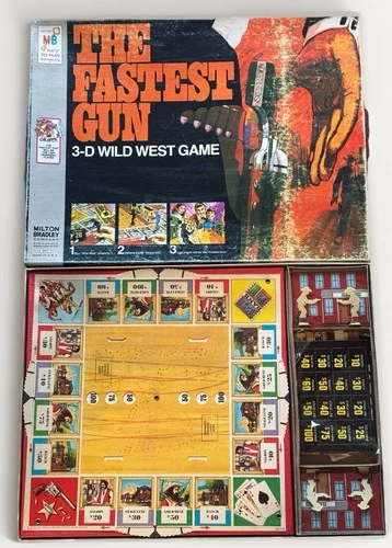 Vintage The Fastest Gun 3-D Wild West Game Cowboy Gun Fight 1974 Milton Bradley