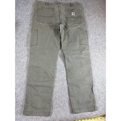Carhartt Work Pants Mens Green Relaxed Fit Utility Carpenter Workwear 38x32