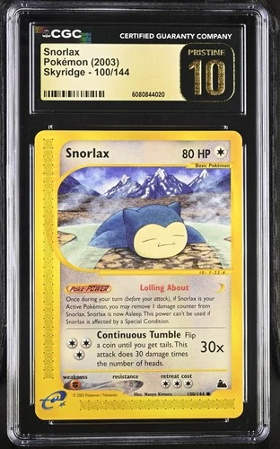 Pokemon Snorlax Skyridge 100/144 CGC 10 Pristine