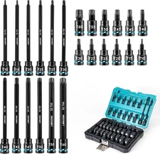 LIBRATON 3/8" Drive Impact Torx Bit Socket Set, Extra Long T10-T60 