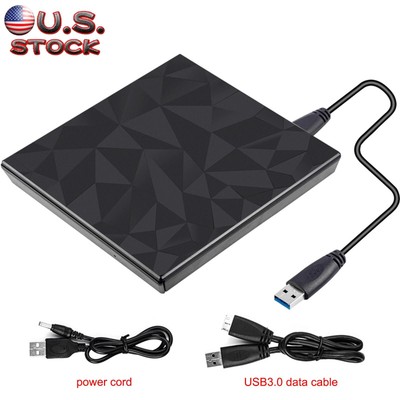 Slim External Cd Dvd Drive Usb3.0 Big Drill Face Writer Burner For Mac Laptop Pc