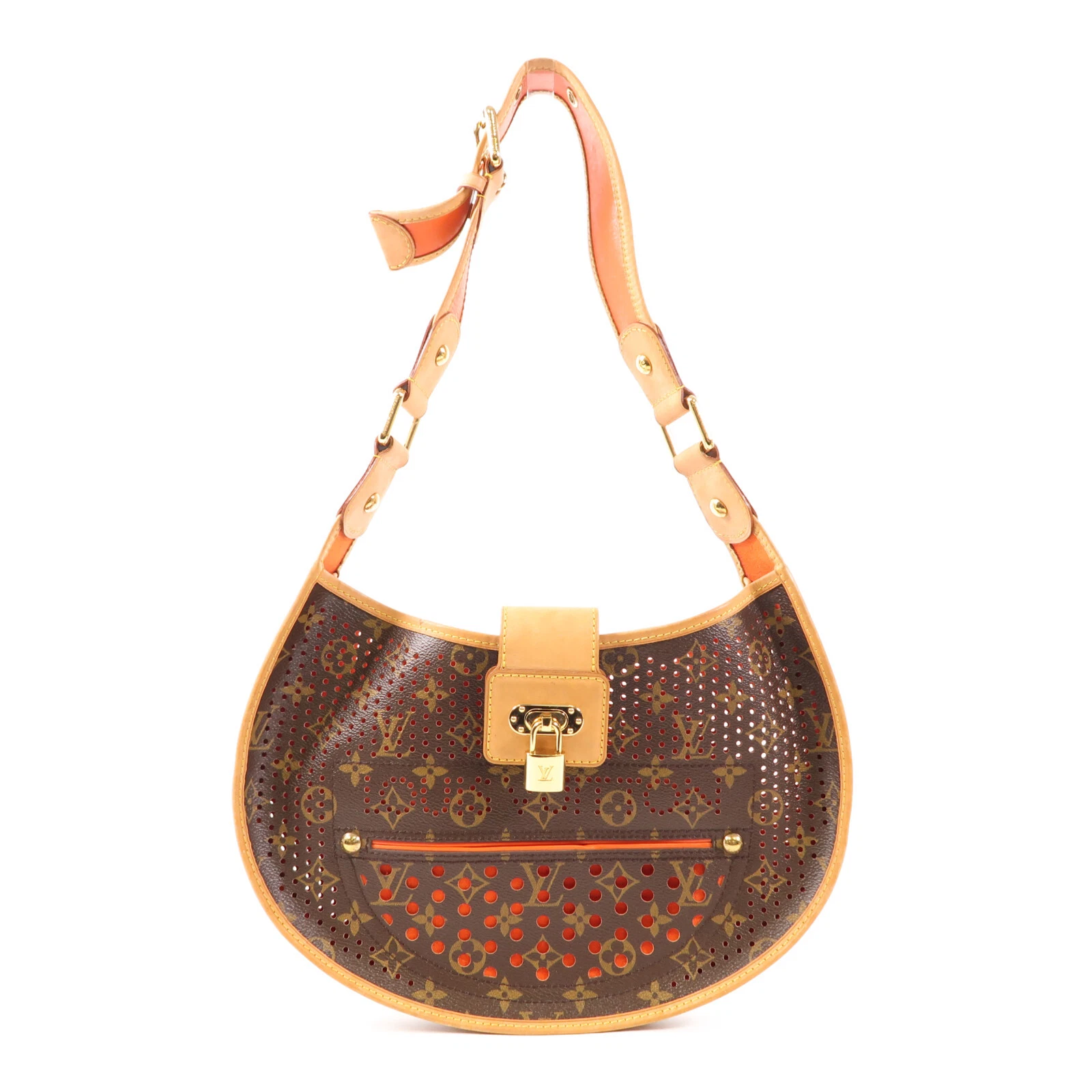 LOUIS VUITTON（LV） Borsa a tracolla Louis Vuitton LV GHW Demi Lune M95178 Monogram Perfo Marrone Rosso