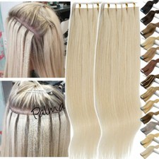 Tape In Russian Remy Human Hair Extensions Thick 40PCS 100G Full Head Skin Weft