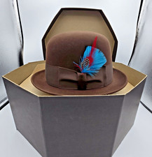Vintage CAVANAGH of New York Brown Bowler Felt Hat Size 7 with box
