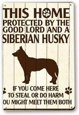 This Home Protected by A Siberian Husky Vintage Signs Metal Tin Sign for Wall De
