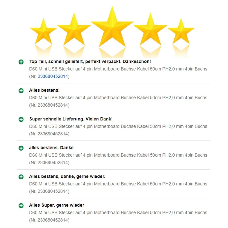 D60 Mini USB to 4-Pin Motherboard Cable 50cm PH2.0mm 4-Pin Socket for PC - Image 4 of 4