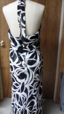 DONNA RICCO NEW YORK SILK HALTER STYLE FORMAL EVENING GOWN BLACK & White  SIZE 8P | eBay