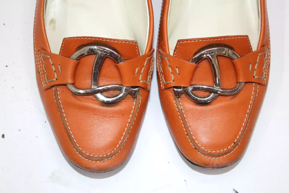 TOD'S Zapatos Mujer Talla 6.5 Europa 37 Naranja Cuero S8821 Foto 3 de 4