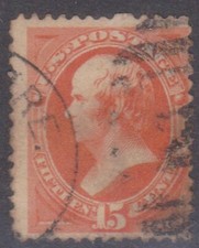 (F205-39) 1870 United States 15c orange Daniel Webster stamp (AN) (BV07)