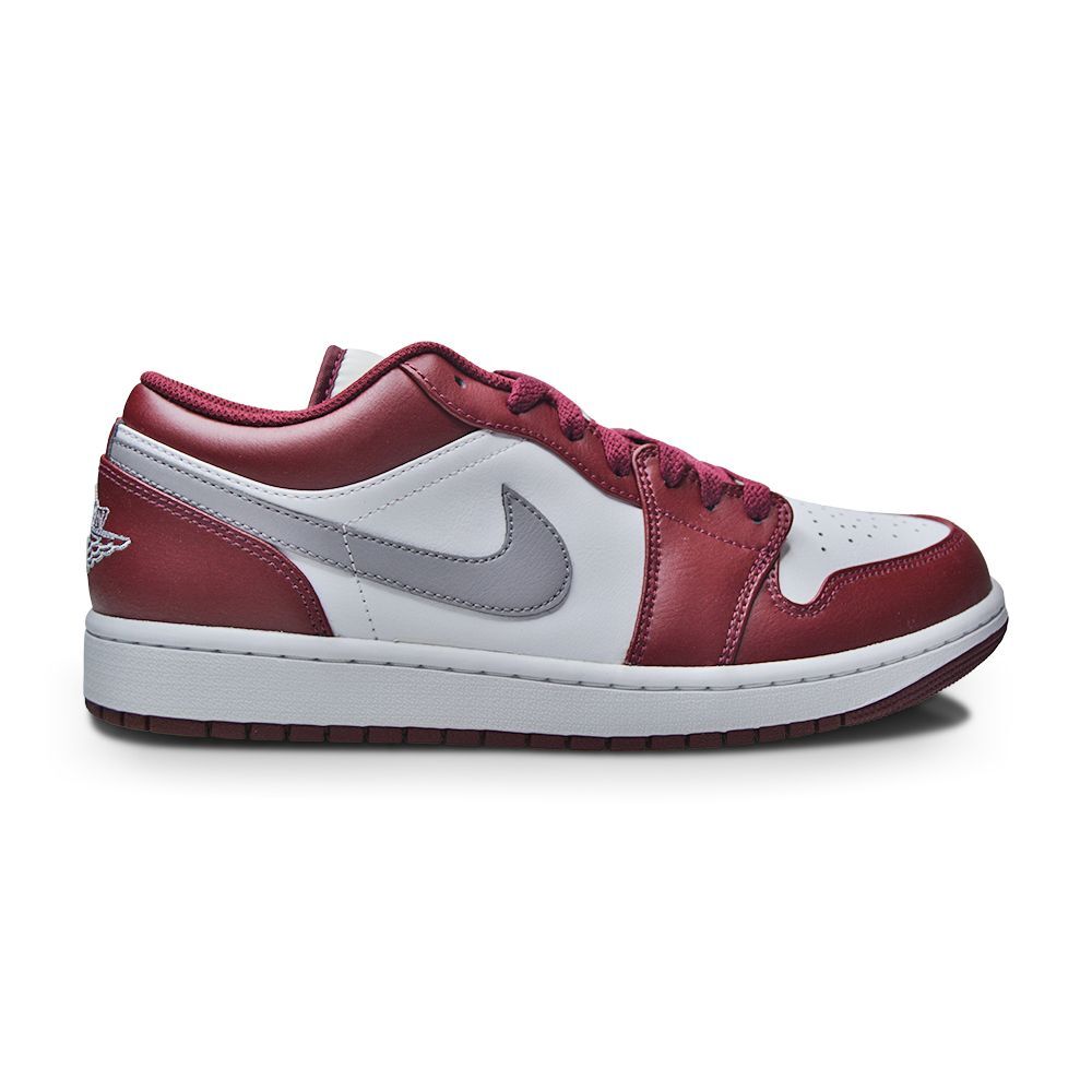 Мужские кроссовки Nike Air Jordan 1 Low Бордо - 553558 615 - Белый, Темно-красный, Серый