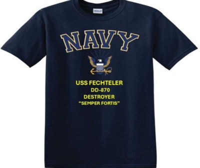 USS FECHTELER  DD-870* DESTROYER*EAGLE SHIRT*NAVY OFFICIALLY LICENSED