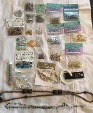 JEWLERY MAKING LOT Charms, Beads, Safety Pins Assorted Craft Items