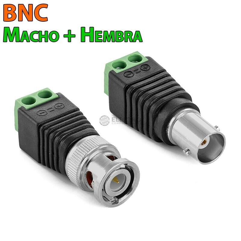 Adaptador Conector BNC Macho y Hembra aereo con bornas