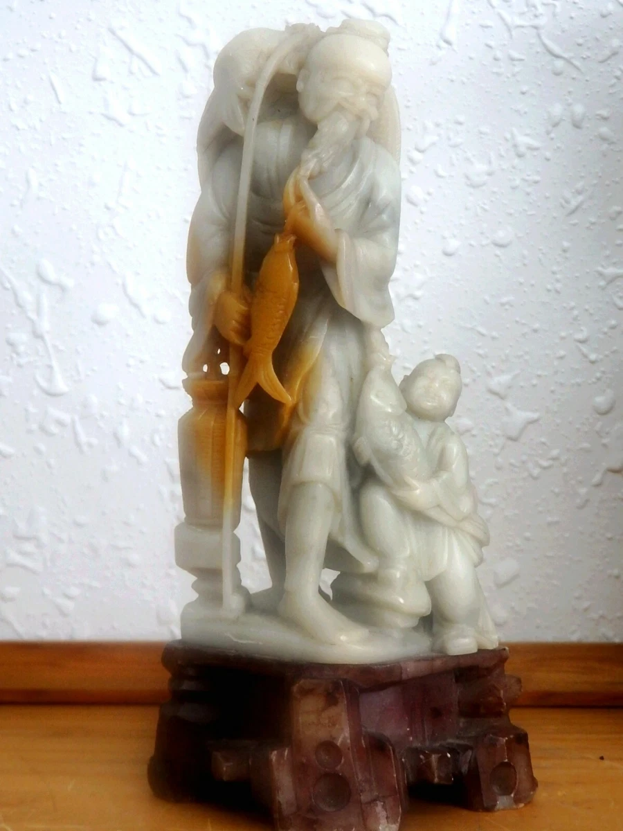 古董原始寿山石主中国风雕像、雕像| eBay