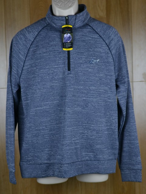 Greg Norman 1/4 Zip Pullover Navy Blue Heather Stretch Shark Logo Men's NWT | eBay