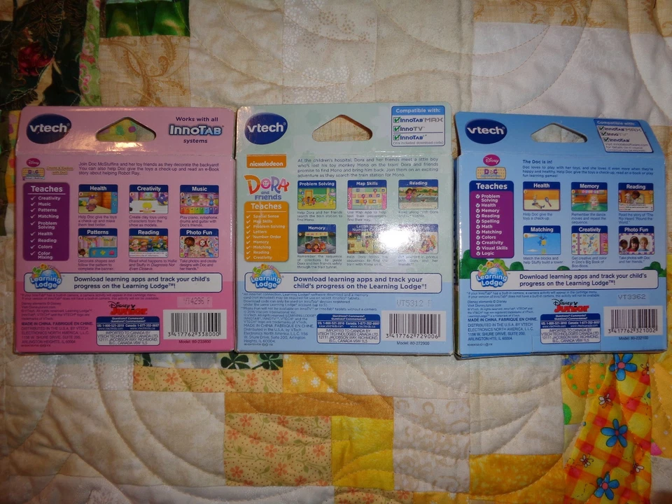Lot OF 3 VTECH INNOTAB GAME CARTRIDGES DOC MCSTUFFINS X2 * DORA *  LOT#12 - Image 2 of 2