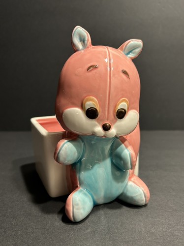 VTG Lefton Baby Planter Pink Squirrel Infant Child’s Nursery Pastel Kitsch - Picture 2 of 10