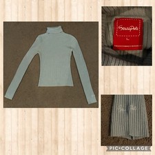 Southpole Ribbed Turtleneck Sweater JRS SIZE L - Light Gray Long Sleeve 90s VTG