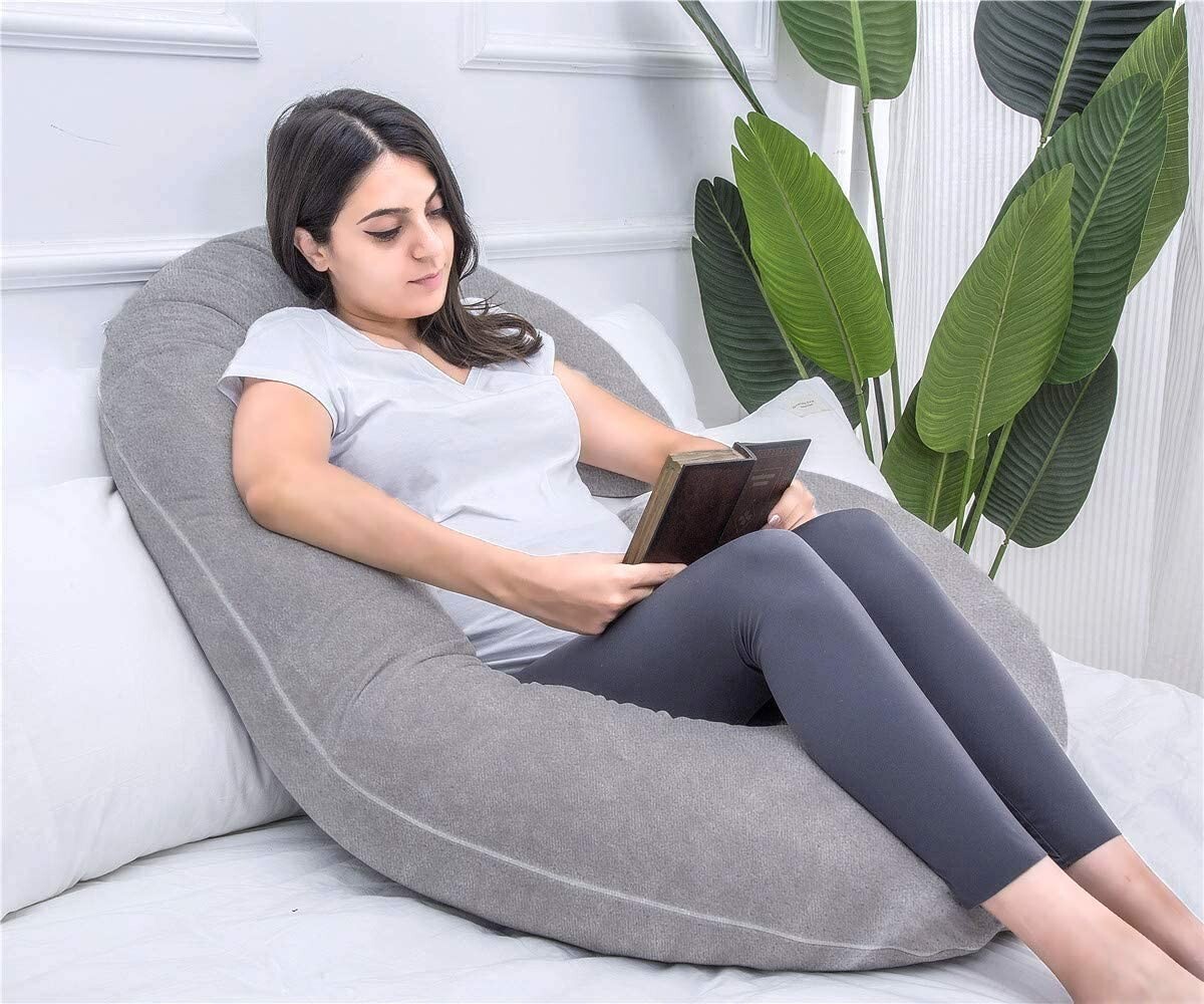 Luxurious Pregnancy Pillow - Velvet Cover, Full Body Support for Improved Sleep