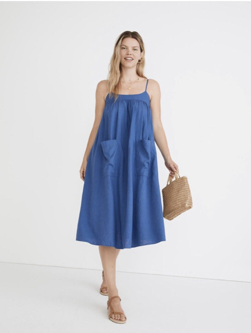 white christmas dresses Alma Denim Midi Dress – Teal Poppy
