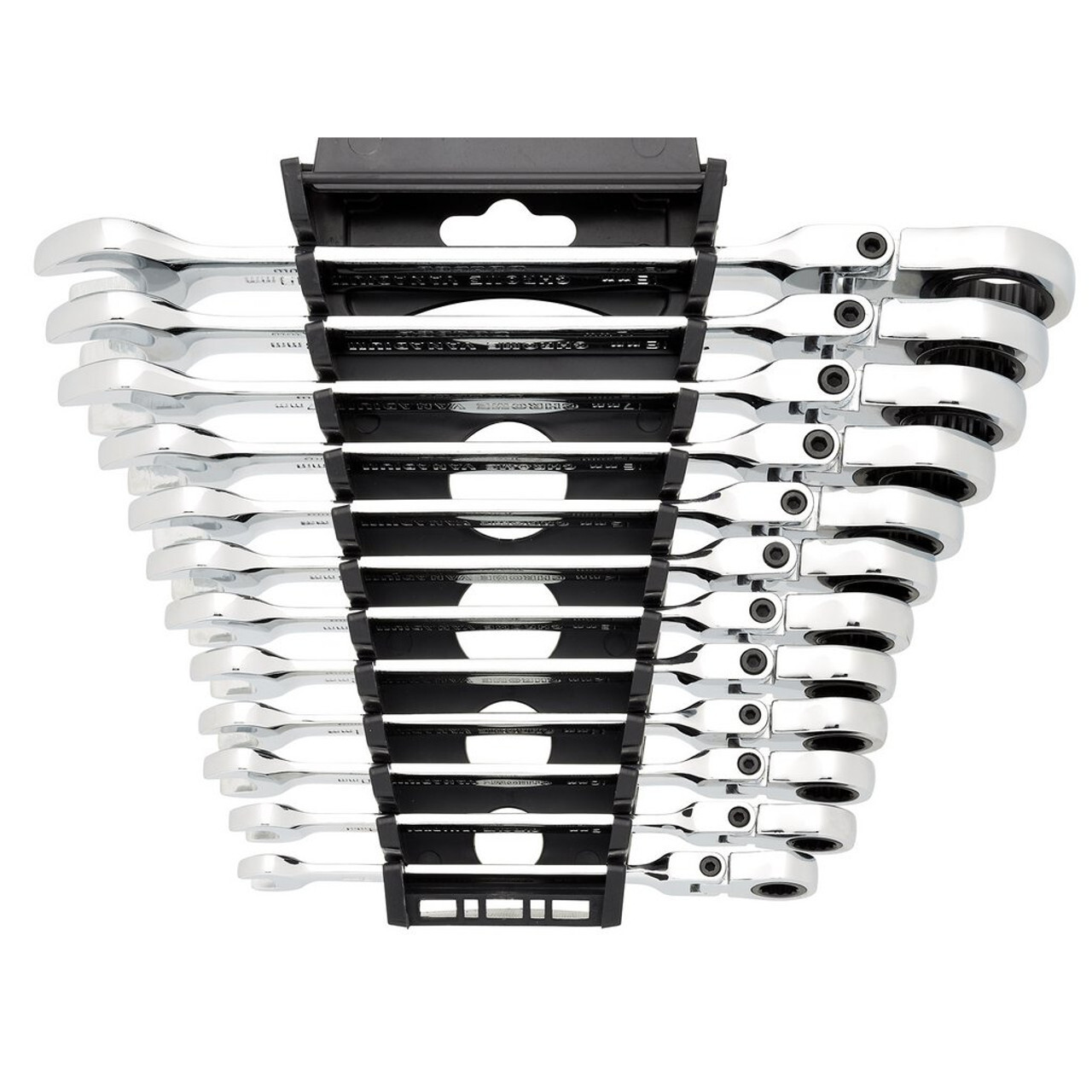DRAPER 27733 HI-TORQ FLEX-HEAD RATCHET SPANNER SET 12PC METRIC – 90-TOOTH – - Image 7