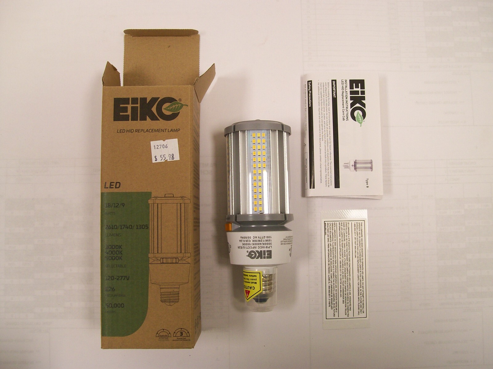 Eiko #12706 LPS18CC/8FCCT/U/E26 18/12/9 Watt LED Lamp E26 Medium (Standard) Base