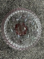 Vintage piękna trawiona różowa taca do serwowania nigdy nie używana szkło