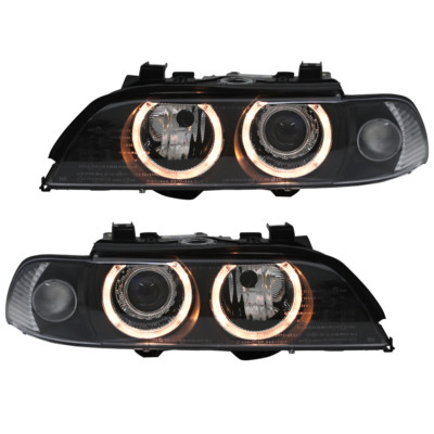 Scheinwerfer Angel Eyes für BMW E39 Limo Touring Bj. 1995-2000 Schwarz