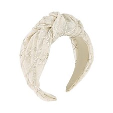 White Top Knotted Wide Fashion Headband Non-Slip Hair Bands for Women