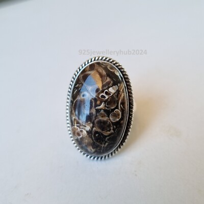 Nice Turritella Agate Gemstone Ring 925 Sterling Silver Gift For Her Ring PG5061
