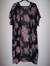 Xhilaration Multicolor Floral Open Front Short Sleeve Sheer Kimono Size M/L