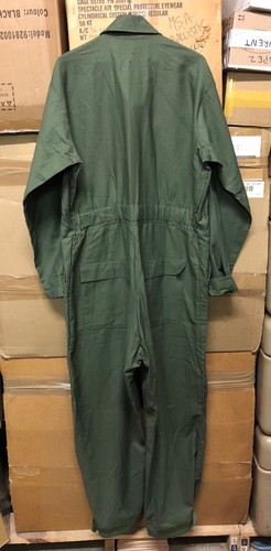 GENUINE US ARMY COVERALLS UTILITY COTTON SATEEN GREEN NEW COND !!!! LARGE - Foto 3 di 5