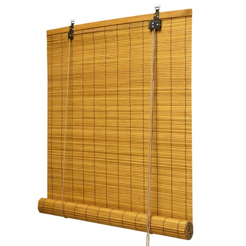 Bambus Rollo Natur Bambusrollo Holzrollo Sichtschutz Braun Jalousie Raffrollo - Bild 2 von 14